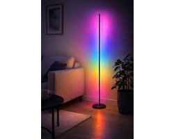 Philips RGBIC Ambient Vloerlamp – Smart LED Staande Lamp – 16 Miljoen Kleuren – Dimbaar – Muzieksynchronisatie – Afstandsbediening – 142 cm