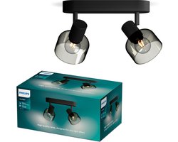 Philips Sleet Spot - Plafondspot met twee lichtpunten - Met gerookt glas - Kleine fitting E14