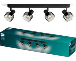 Philips Sleet Spot - Plafondspot met vier lichtpunten - Met gerookt glas - Kleine fitting E14