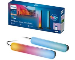 Philips Smart Lighting - Gradient Light Bars - Tafellamp - RGBIC - Gekleurd en instelbaar wit licht - Muzieksynchronisatie - Wall washer - Lengte: 30cm - Zwart - Werkt met de WiZ app - Wifi
