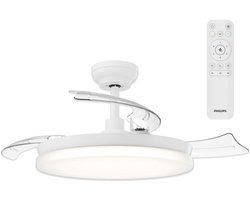 Philips Solr Plafondventilator met LED-lamp - 3 Intrekbare bladen - Diameter: 106cm - Drie tinten wit licht (2700K / 4000K / 5500K) - Dimbaar tot 10% - Afstandsbediening - Wit - 4500 Lumen
