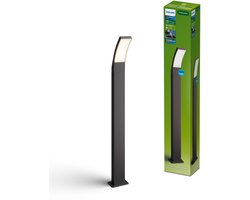Philips Splay Tuinpaal - Buitenverlichting - Weerbestendig: IP44 - PowerShield Coating - Warmwit licht: 2700K - Hoogwaardig Aluminium - Antraciet