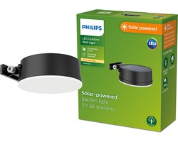Philips Vynce solar wandlamp rond - zwart