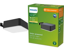 Philips Vynce solar wandlamp vierkant - zwart