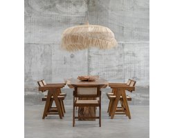 Phillippe design stoel rotan - bruin - Chandigarh eetkamerstoel - met armleuningen - traditioneel gevlochten rotan - hoogwaardig kwalitatief mindi hout - premium kwaliteit