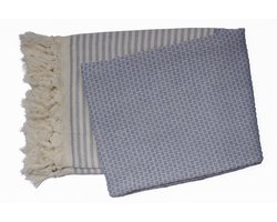 PHLOX Hamamdoek 100 x 200 cm, saunadoek, strandhanddoek, yogadoek en spa-doek, zacht, lichtgewicht, groot, Oeko-Tex gecertificeerd 100% katoen - blauw