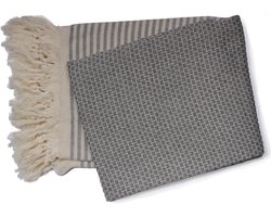 PHLOX Hamamdoek 100 x 200 cm, saunadoek, strandhanddoek, yogadoek en spa-doek, zacht, lichtgewicht, groot, Oeko-Tex gecertificeerd 100% katoen - zwart