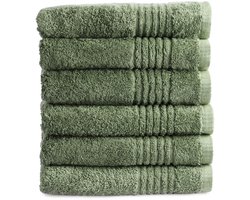 PHLOX Supreme Handdoeken 50x100 - set van 6 - Zware kwaliteit 600 g/m2 - Oud Groen