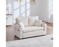 PHOEBE CAT Bank - Slaapbank - Met bekerhouders - USB-oplaadfunctie - Beige