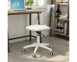 PHOEBE CAT Bureaustoel - 360° draaibaar - Transparante rugleuning - In hoogte verstelbaar - Kunstleer - Wit