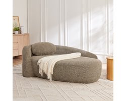 PHOEBE CAT Chaise longue - Teddy-stof bank - Ronde vormgeving - Met kussens - Bruin
