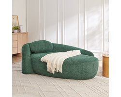 PHOEBE CAT Chaise longue - Teddy-stof bank - Ronde vormgeving - Met kussens - Groen