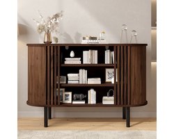 PHOEBE CAT Dressoir - Boekenkast - Bijzettafel - Open opbergkast - MDF - Verstelbare metalen poten - Walnootkleurig