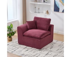 PHOEBE CAT Eenpersoonsbank - Corduroy - Afneembare bankhoes - Fauteuil - Met kussens - Bordeauxrood