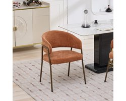 PHOEBE CAT Eetkamerstoel - Fauteuil - Chenille - Metalen poten - Oranje (1 stuk)
