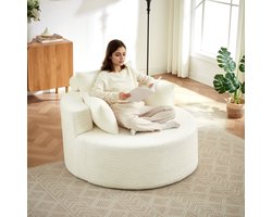 PHOEBE CAT Fauteuil - Chenille - Met kussens - Leesfauteuil - Geen montage nodig - Beige