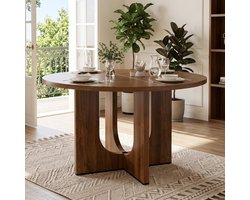 PHOEBE CAT Ronde Eettafel - 120 x 120 x 75 cm - Geschikt voor 4-6 personen - Walnootkleurig