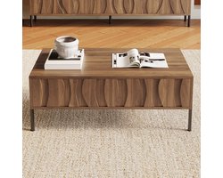 PHOEBE CAT Salontafel - Houtnerfafwerking - 2 lades - Vintage stijl - 105 x 55 x 41 cm - Bruin