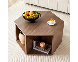 PHOEBE CAT Salontafel - Zeshoekig - Bijzettafel - 79 x 69.4 x 40 cm - Walnoot afwerking