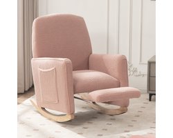 PHOEBE CAT Schommelstoel - met voetsteun - Teddy - Hoge rugleuning - Roze