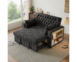 PHOEBE CAT Slaapbank - Uitklapbare bank - Opbergruimte - Bekerhouders - USB-oplaadpunt - Kussens - Grijs