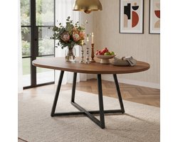 PHOEBE CAT Uitschuifbare Eettafel - 100/140 x 100 cm - Geschikt voor 4–6 personen - Gebogen ontwerp - Walnootkleur