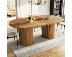 PHOEBE CAT Uitschuifbare Eettafel - 149-189 × 80 × 75 cm - Met opbergruimte - Metalen handgrepen - Bruin