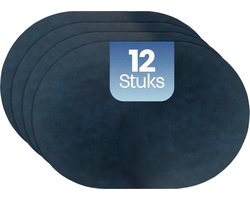 Phreeze Luxe Placemat - 12 Stuks - Blauw & Geel - Kunststof - Dubbelzijdige Placemats
