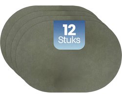 Phreeze Luxe Placemat - 12 Stuks - Groen & Beige - Kunststof - Dubbelzijdige Placemats