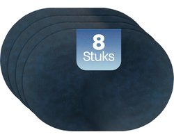 Phreeze Placemat - 8 Stuks - Placemats Ovaal Kunststof Blauw/Geel – Afwasbaar & Praktisch