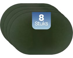 Phreeze Placemat Ovaal - 8 Stuks - Dubbelzijdige Placemats - Kunststof - Groen & Grijs