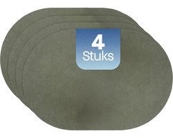 Phreeze Placemats Ovaal Kunststof Groen & Beige - 4 Stuks - Afwasbare Onderleggers Tafel