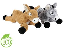 PIA Soft Toys - Set van 2 ECO Pluche Ezel Knuffels - liggend 16 cm