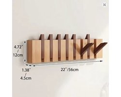 Piano kapstok - Walnoot hout - Accordeonontwerp - 8 Haken - 12x56 cm