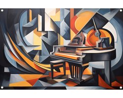 Piano posters - Muziekinstrument tuinposter - Tuinposters Stoel - Schutting decoratie - Posters tuin - Tuin decoratie tuinposter 75x50 cm