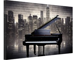 Piano schilderij - Instrument portret - Schilderij op canvas Skyline - Wanddecoratie kinderkamer - Canvas schilderijen - Kunstwerken schilderij 150x100 cm