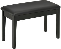 Pianobank - In hoogte verstelbaar - Met opbergruimte - Gestoffeerde zitting (leerlook) - Geschikt voor woon- en muziekkamers - Zwart - 75x35x49 cm
