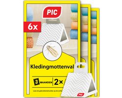 PIC Kledingmottenval 8 Stuks | Effectieve Mottenbescherming voor Kledingkasten & Opslag | Vangt & Bestrijdt Kledingmotten Betrouwbaar | Geurloos & Insecticidevrij | Ideaal voor Garderobes, Opbergboxen & Lades | Langdurige Werking tegen Textielmotten