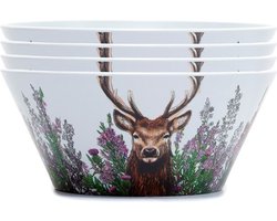 "Picknick/Camping Schaaltjes Set - RPET Wild Stag Hert - Duurzame Kommetjes - 4 stuks - 6,5x14,5 cm"