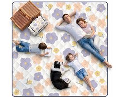 Picknickdeken 200x200 cm, Grondzeil voor Kamperen, Opvouwbare Picknickmat met Handgreep, Picknickkleed, Waterdicht Strandkleed voor Buitenkamperen, Tuin, Strand (Paars)