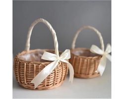 Picknickmand 2 st eenvoudige bloemenmand met handvat rotan decoratieve hangende picknick opslag thuis bestek benodigdheden