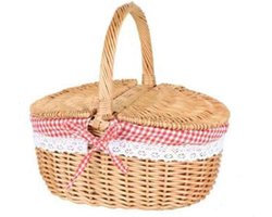 Picknickmand Handgeweven rieten wasmand met deksel en handvat - Landelijke stijl voor picknicks party barbecue
