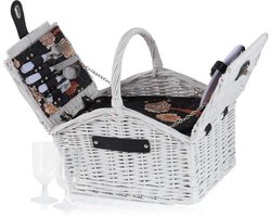 Picknickmand voor 2 Personen met Serviesset en Koelvak - Complete 12-Delige Rietmand