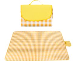 Picknickmat - XXL Picknickkleden - 150x200 cm - Geel en Wit Geruit - Waterdicht – Buitenkleed