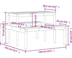 Picknicktafel 110x134x75 cm massief douglashout