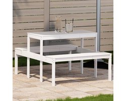 Picknicktafel 110x134x75 cm massief grenenhout wit