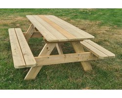 Picknicktafel 6 Personen 180 cm – Geïmpregneerd Hout – Handgemaakt – Weerbestendig – Compleet Gemonteerd – Tuin & Terras