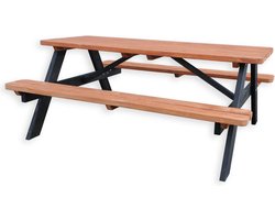Picknicktafel Bruno | Tuintafel 6 persoons | Bruin Zwart Gespoten Gedroogd Grenen Hout!