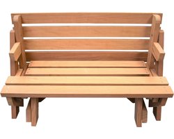 Picknicktafel en Bank - 2in1 inklapbare picknicktafel - Hardhout 2-4 personen - Duurzaamheid klasse 1 - Compleet gemonteerd afgeleverd!