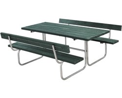 Picknicktafel gerecycled kunststof - Classic 2 rugleuningen groen - 177 x 177 x 75 cm